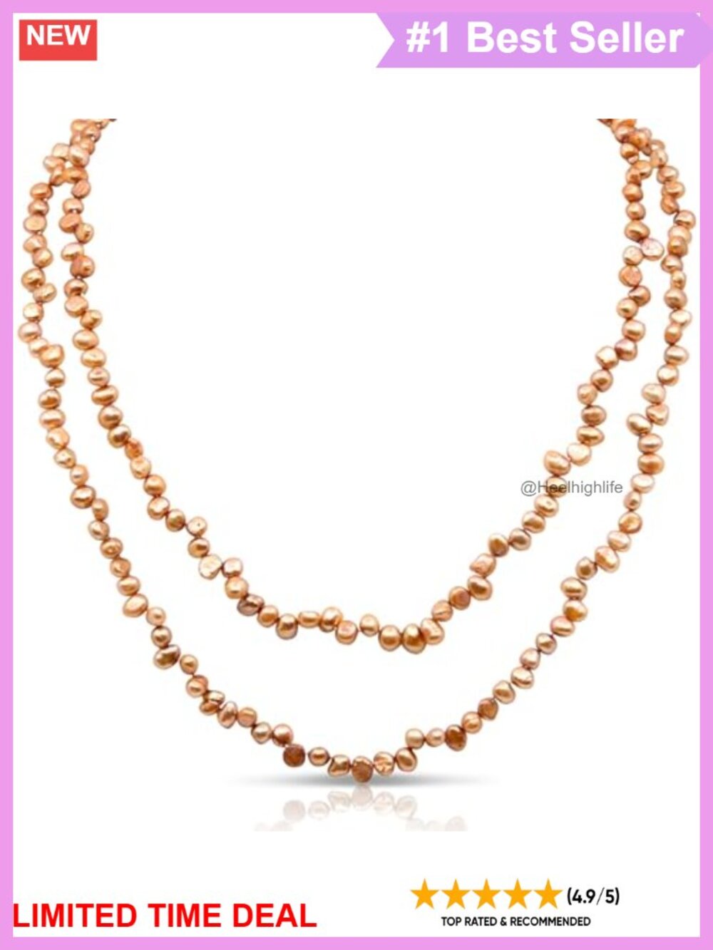 Genuine Freshwater Cultured Pearl Endless Necklace 50 Inch Knotted Strand